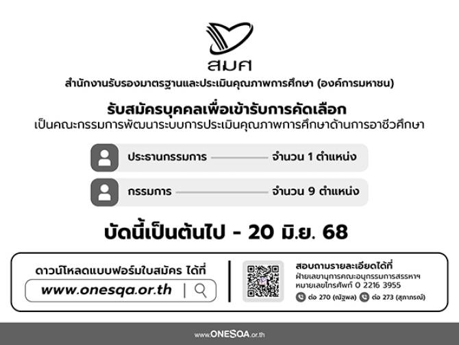สมศ.-เปิดรับสมัครคณะกรรมการพัฒนาระบบ-การประเมินคุณภาพการศึกษาด้านอาชีวศึกษา