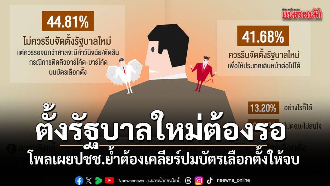 ตั้งรัฐบาลใหม่ต้องรอ-นิด้าโพลเผยประชาชน-44.8%-ย้ำต้องเคลียร์ปมบัตรเลือกตั้งให้จบก่อน