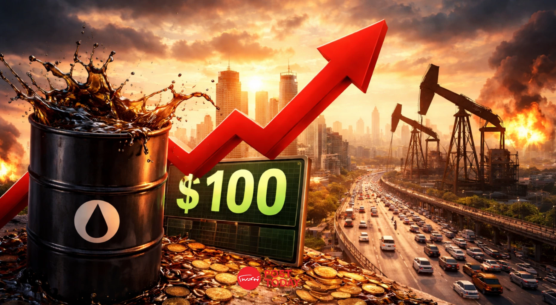 ราคาน้ำมันเกิน-100-ดอลลาร์-เขย่า-gdp-ไทย-ดันเงินเฟ้อ-ธุรกิจอ่วม