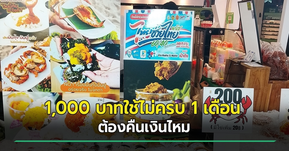 ไทยช่วยไทยพลัส-จะต้องคืนเงินไหม-ถ้าใช้ไม่ครบ-หลัง-31-ตค.-ครบ-1-เดือนพอดี